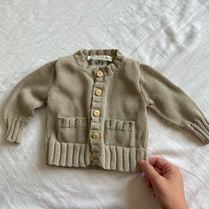 cotton tan baby cardigan handmade